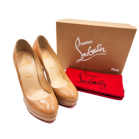 Christian Louboutin Biance 140 Patent Leather Beige Nude Platform Pumps EU 38 - Picture 10 of 10
